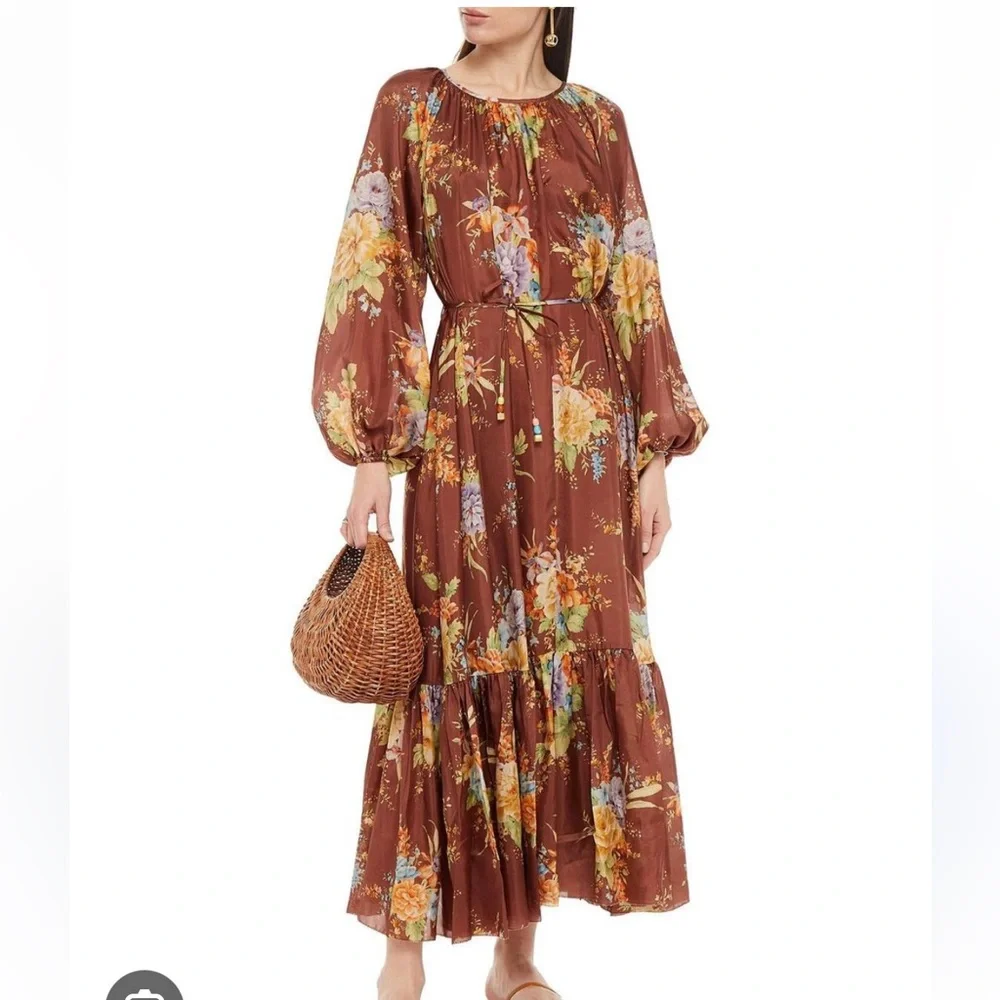 Zimmermann Zinnia Tie-back floral print silk dress - Size 1 - Picture 1 of 5